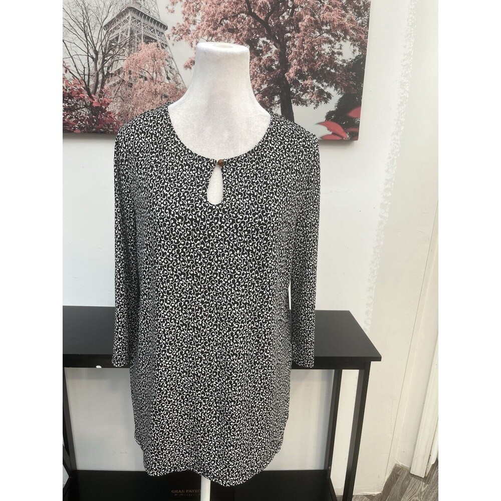 SAG-HARBOR Women’s Blouse Tunic Small Stretch 3/4 Sleeve Geometric Pullover